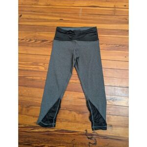 Lululemon Wunder Under Crop Ruched Leggings Heathered Charcoal Grey Black Size 6